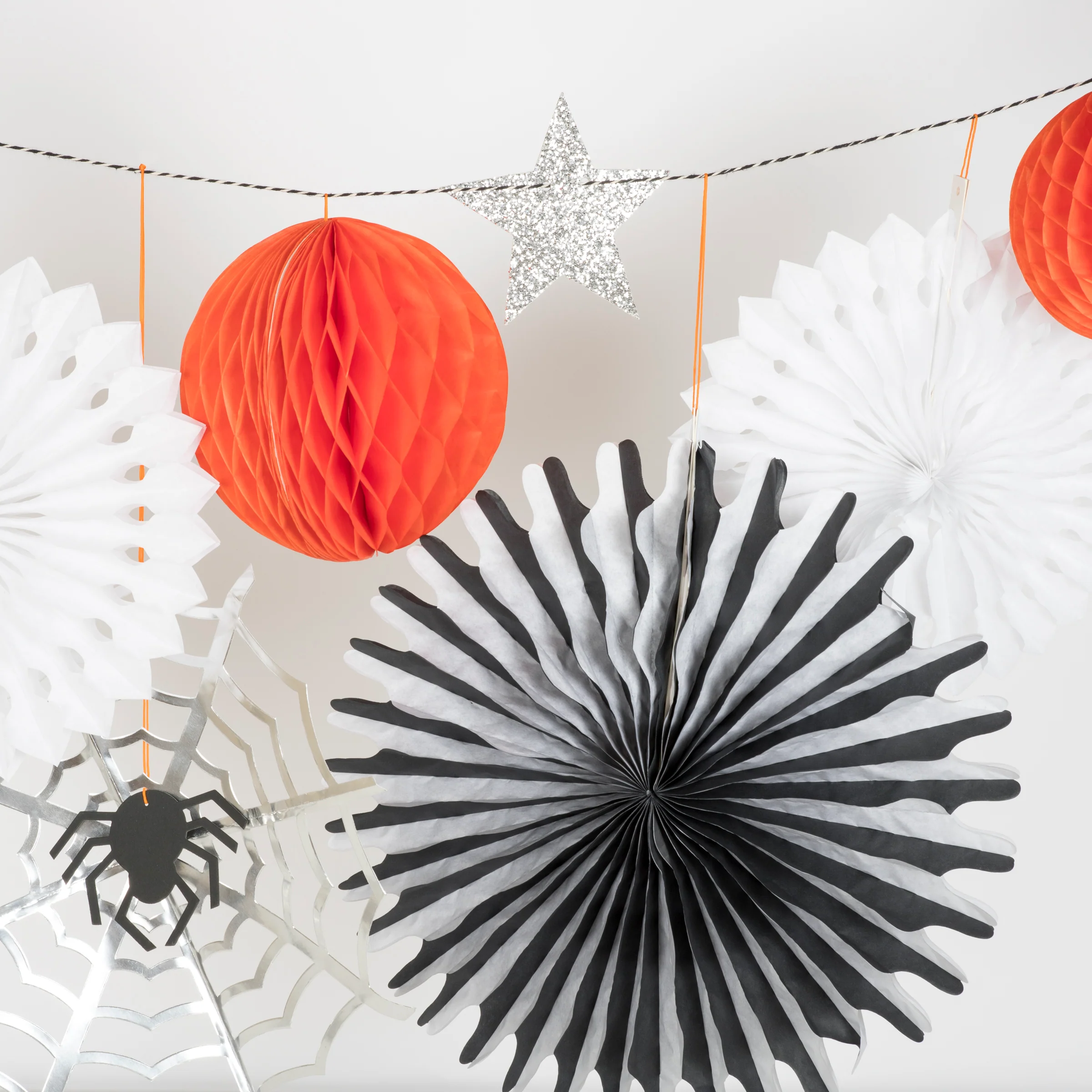 Halloween Honeycomb Shapes Garland - Image 3