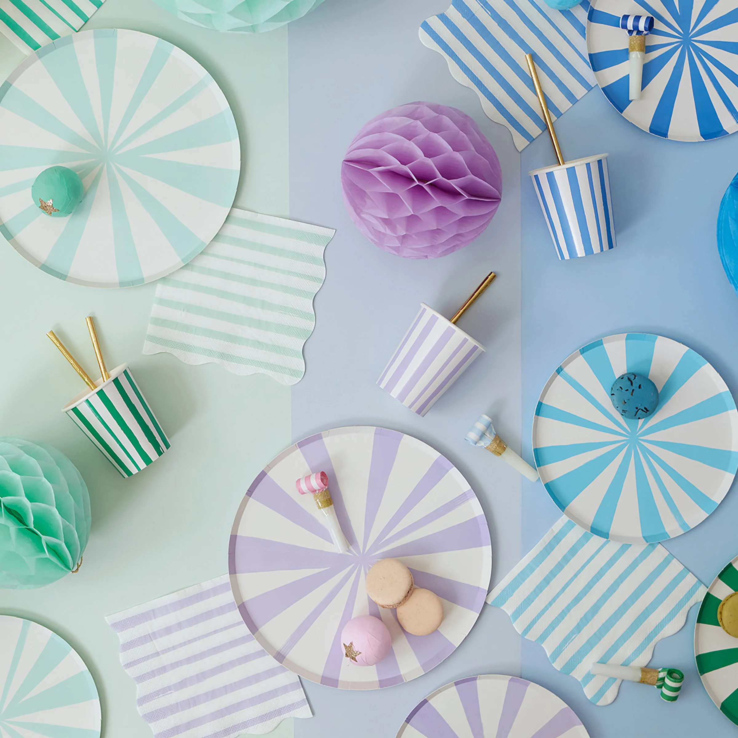 Mint Stripe Side Plates (x 8) - Image 3