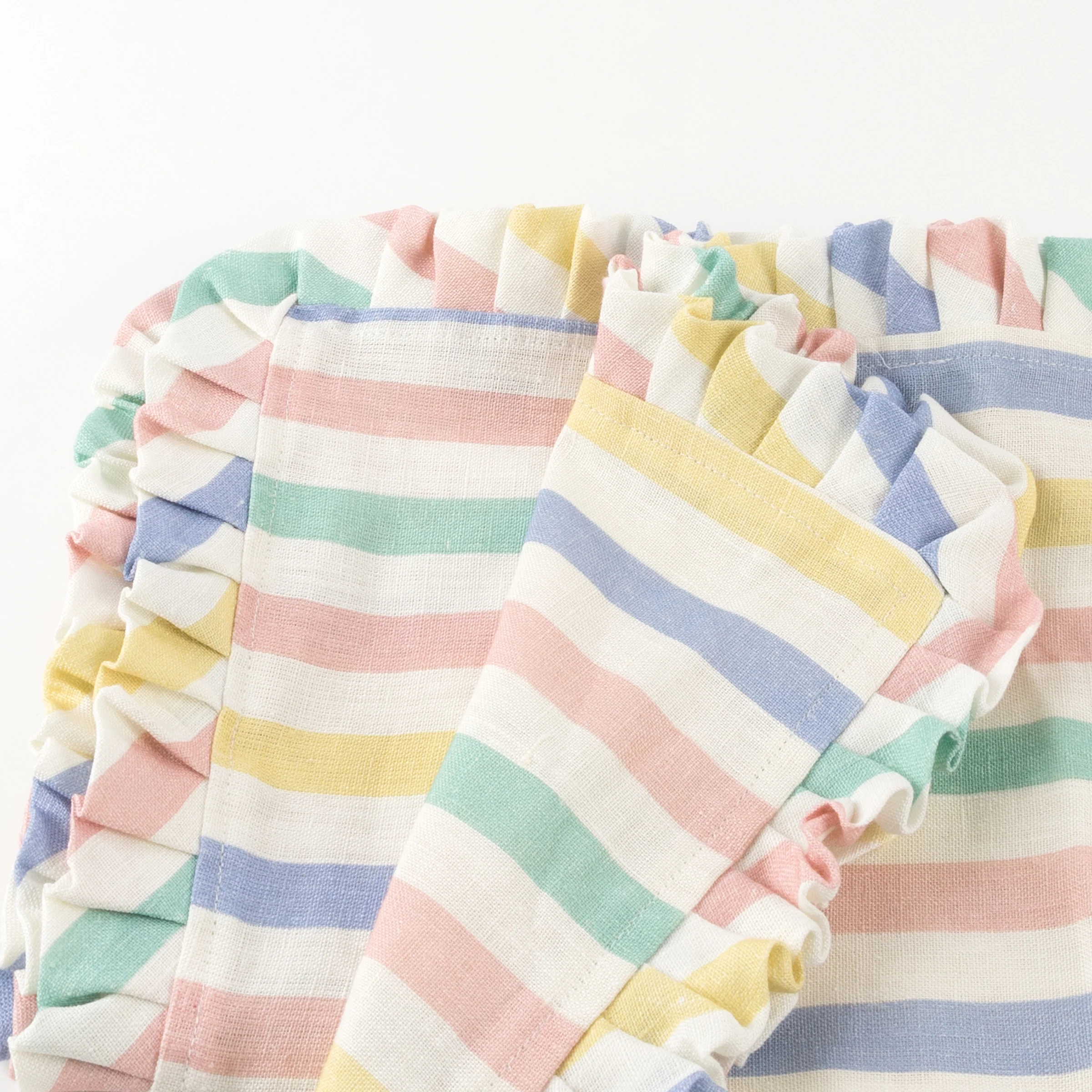 Multi Stripe Ruffle Fabric Napkins (x 4) - Image 4